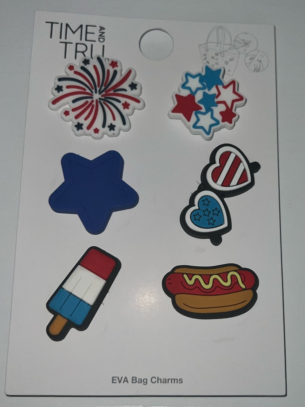 Large Patriotic EVA Bag Charms – Red, White & Blue 🇺🇸